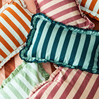 Dusklia - Stripe Frill Edge Cushion Cover - Burnt Orange
