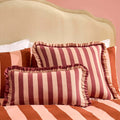 Dusklia - Stripe Frill Edge Cushion Cover - Pink