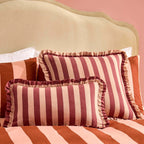 Dusklia - Stripe Frill Edge Cushion Cover - Pink