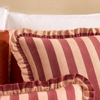 Dusklia - Stripe Frill Edge Cushion Cover - Pink