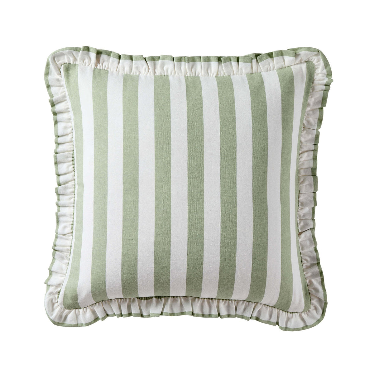 Dusklia - Stripe Frill Edge Cushion Cover - Sage