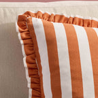 Dusklia - Stripe Frill Edge Sofa Cushion Cover - Burnt Orange
