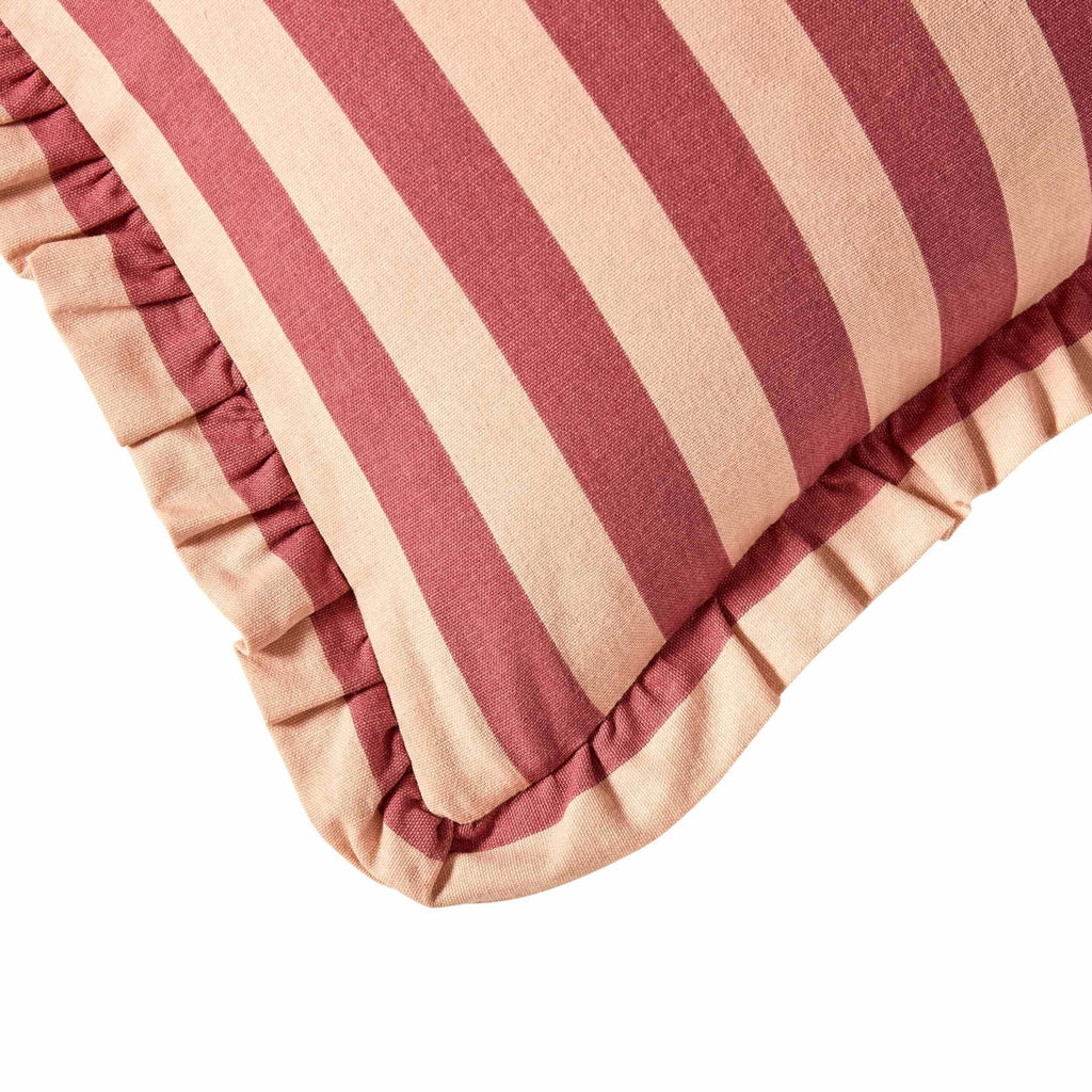 Dusklia - Stripe Frill Edge Sofa Cushion Cover - Pink