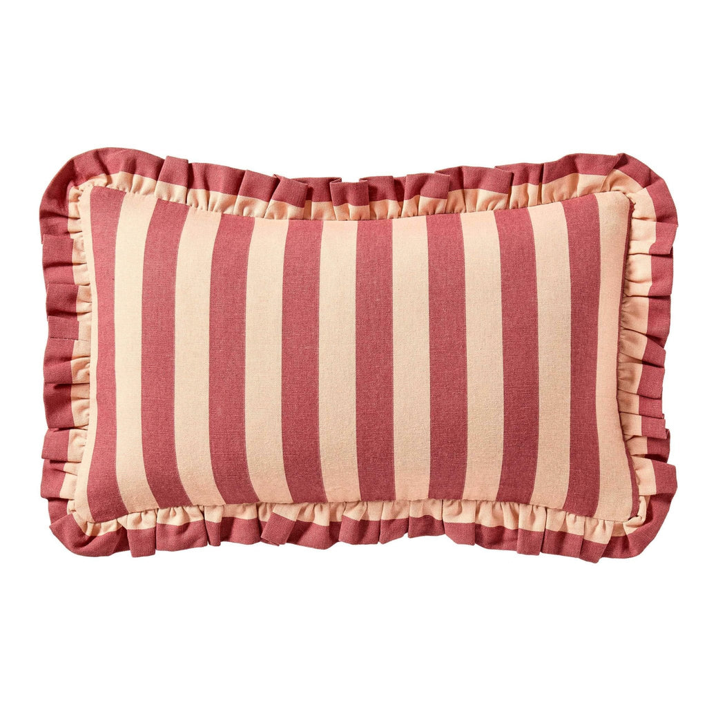 Dusklia - Stripe Frill Edge Sofa Cushion Cover - Pink
