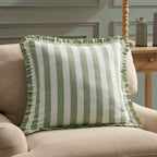 Dusklia - Stripe Frill Edge Sofa Cushion Cover - Sage