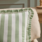 Dusklia - Stripe Frill Edge Sofa Cushion Cover - Sage