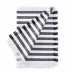 Dusklia - Stripe Set of 4 Fringed Edge Placemats - Navy