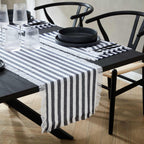 Dusklia - Stripe Fringed Edge Table Runner - Navy