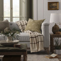 Dusklia - Stripe Knit Sofa Throw - Taupe