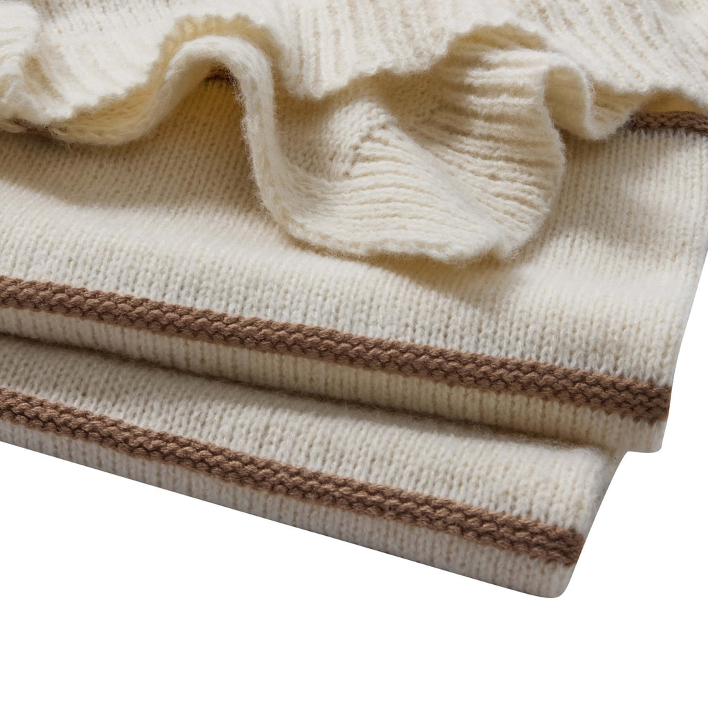 Dusklia - Stripe Knit Sofa Throw - Taupe