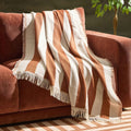 Dusklia - Stripe Sofa Throw - Burnt Orange