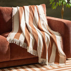 Dusklia - Stripe Sofa Throw - Burnt Orange