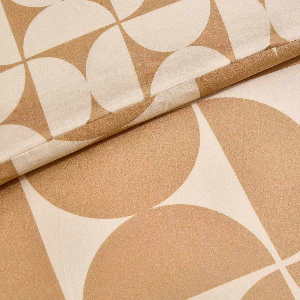 Dusklia - Suki 100% Cotton Geo Print Reversible Duvet Cover & Pillowcase Set - Stone
