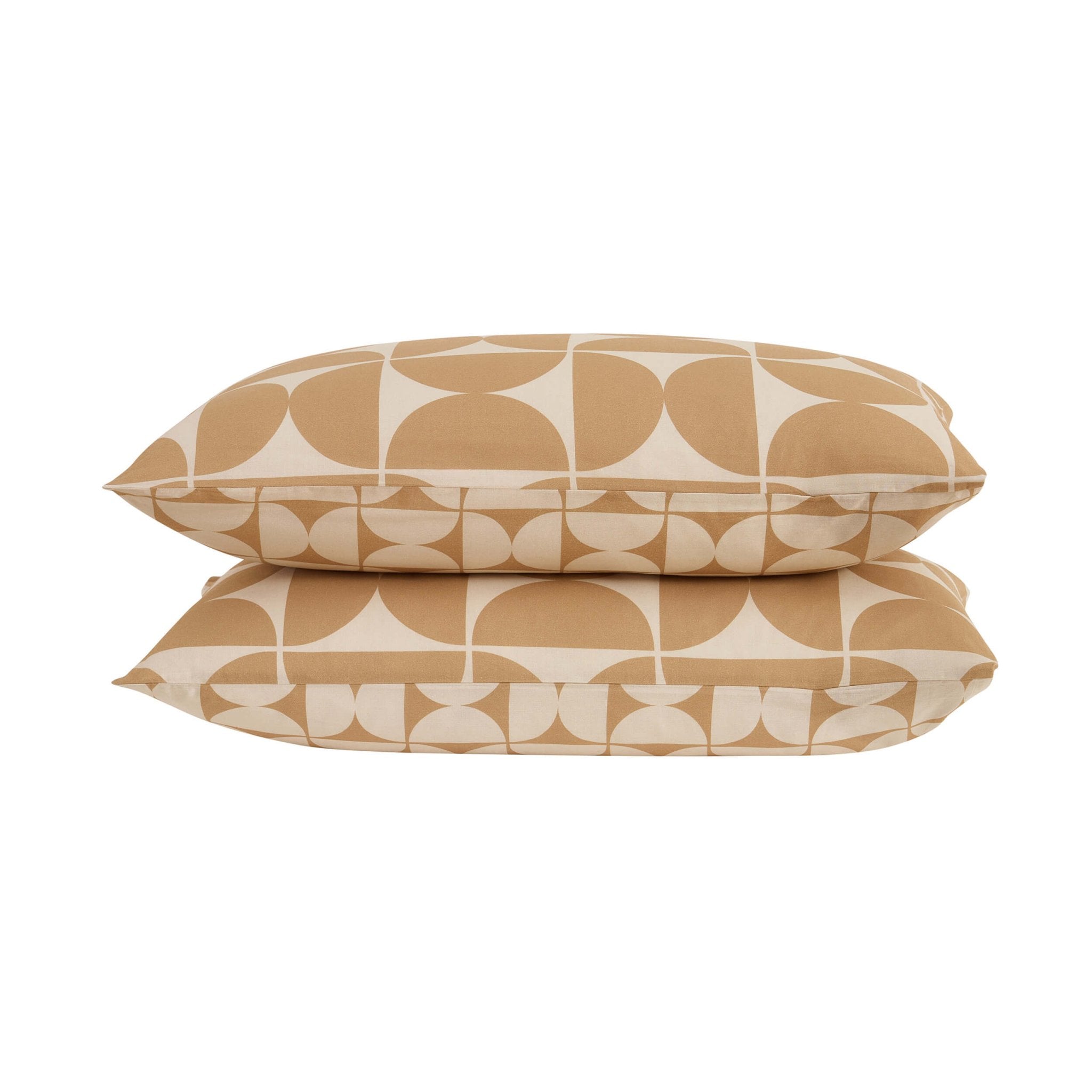 Dusklia - Suki 100% Cotton Geo Print Reversible Duvet Cover & Pillowcase Set - Stone