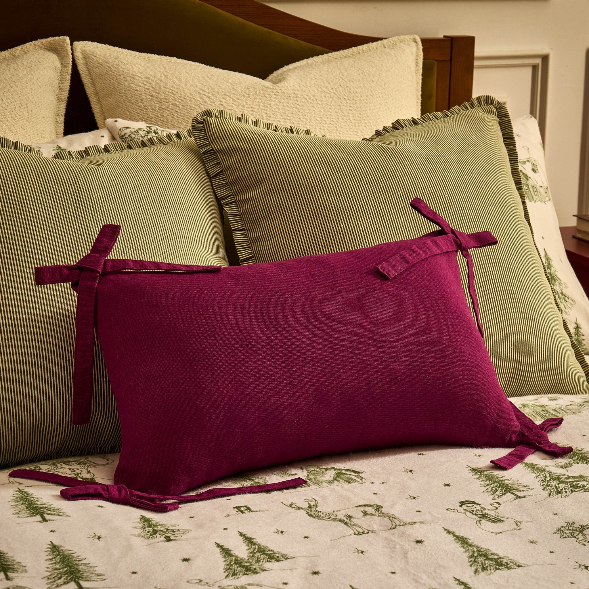Housse de coussin Sunny Bow 100 % coton - Framboise intense