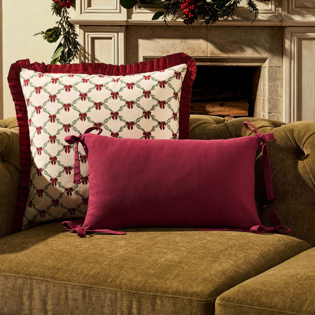Sunny Bow Housse de coussin de canapé 100 % coton - Framboise intense
