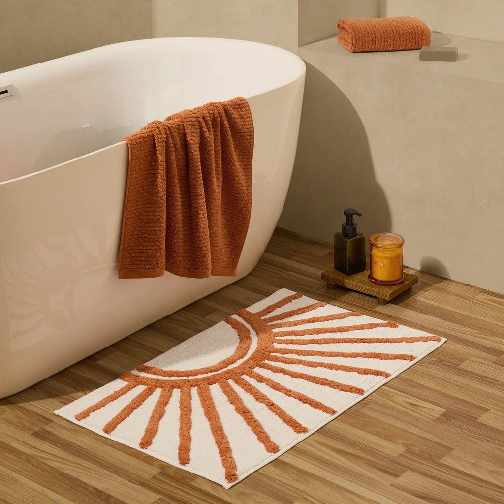 Dusklia - Sunrise Tufted Bath Mat  - Burnt Orange