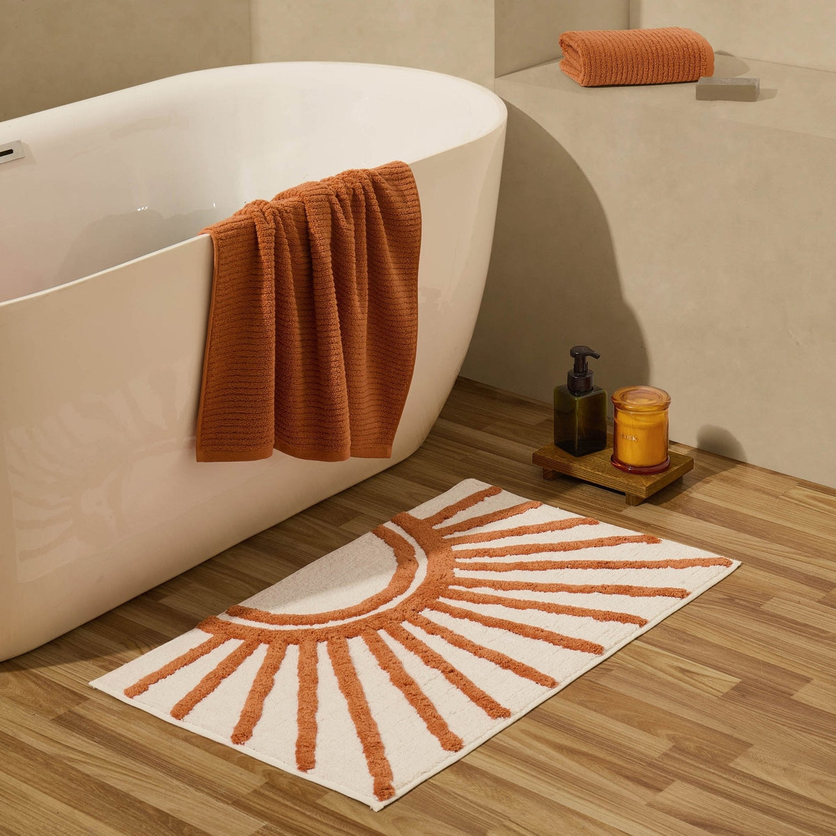 Dusklia - Sunrise Tufted Bath Mat  - Burnt Orange