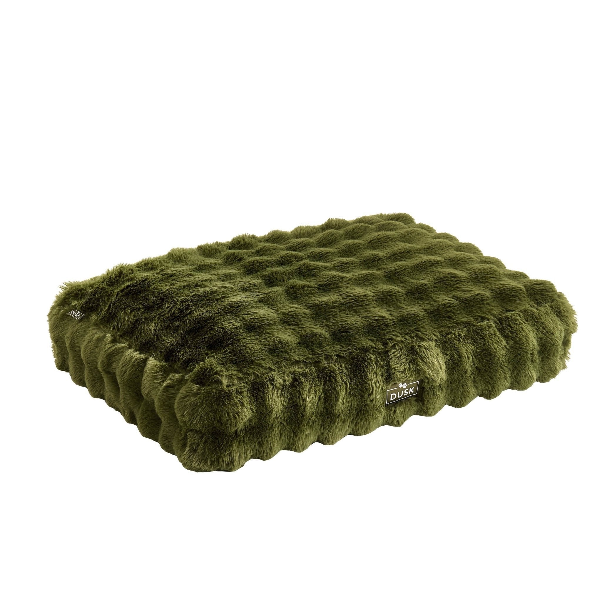 Lit pour chien en fausse fourrure super douce à boules – Vert forêt