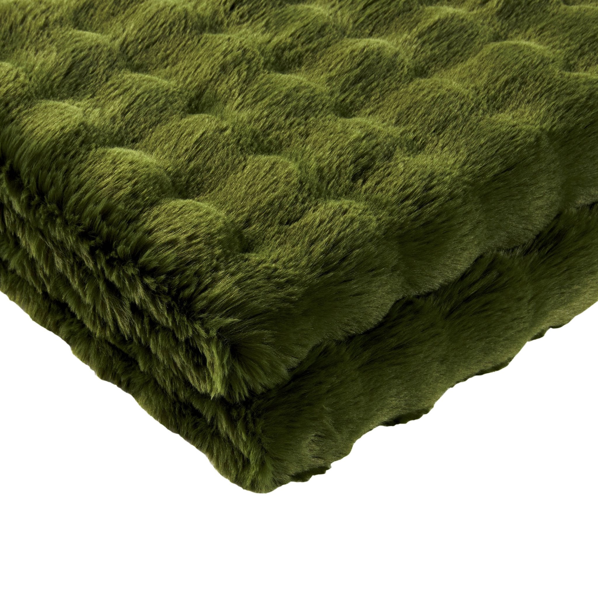 Plaid de canapé super doux en fausse fourrure à pompons – Vert