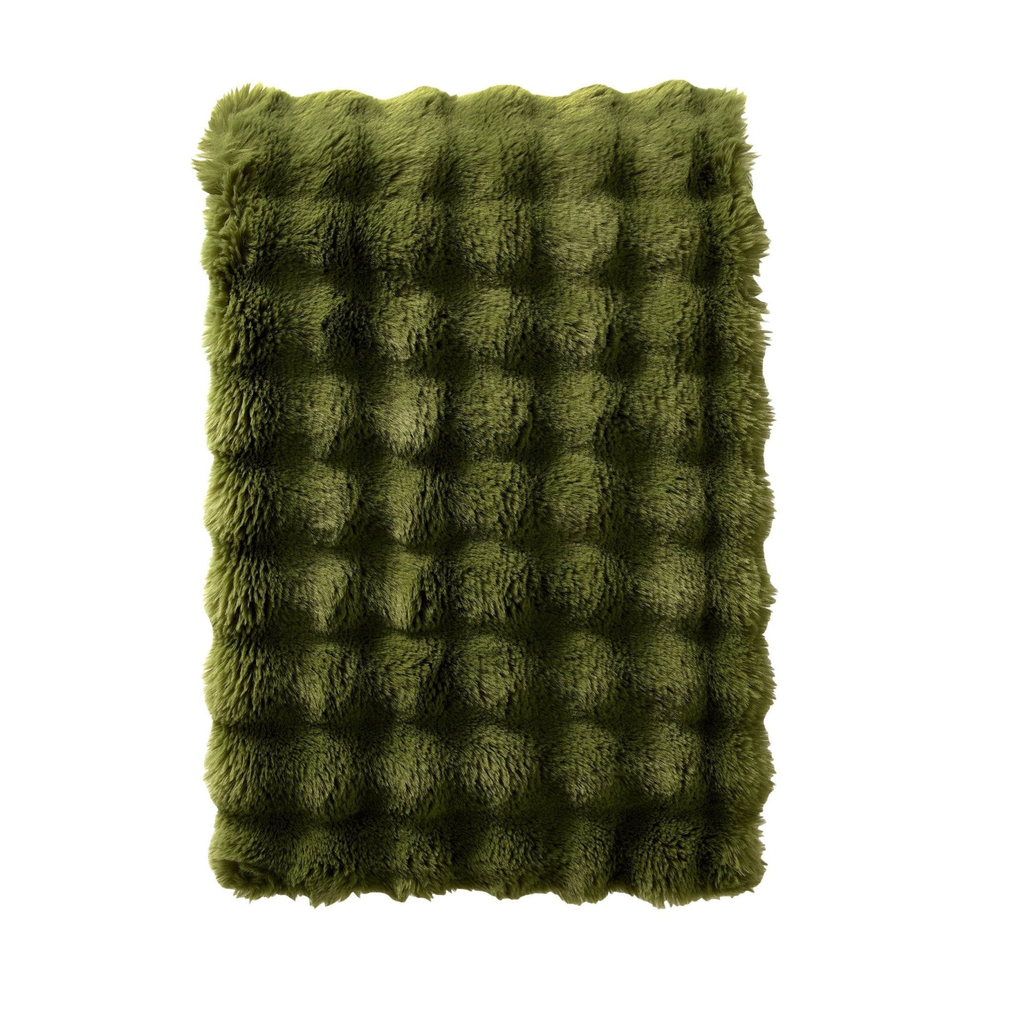Plaid de canapé super doux en fausse fourrure à pompons – Vert