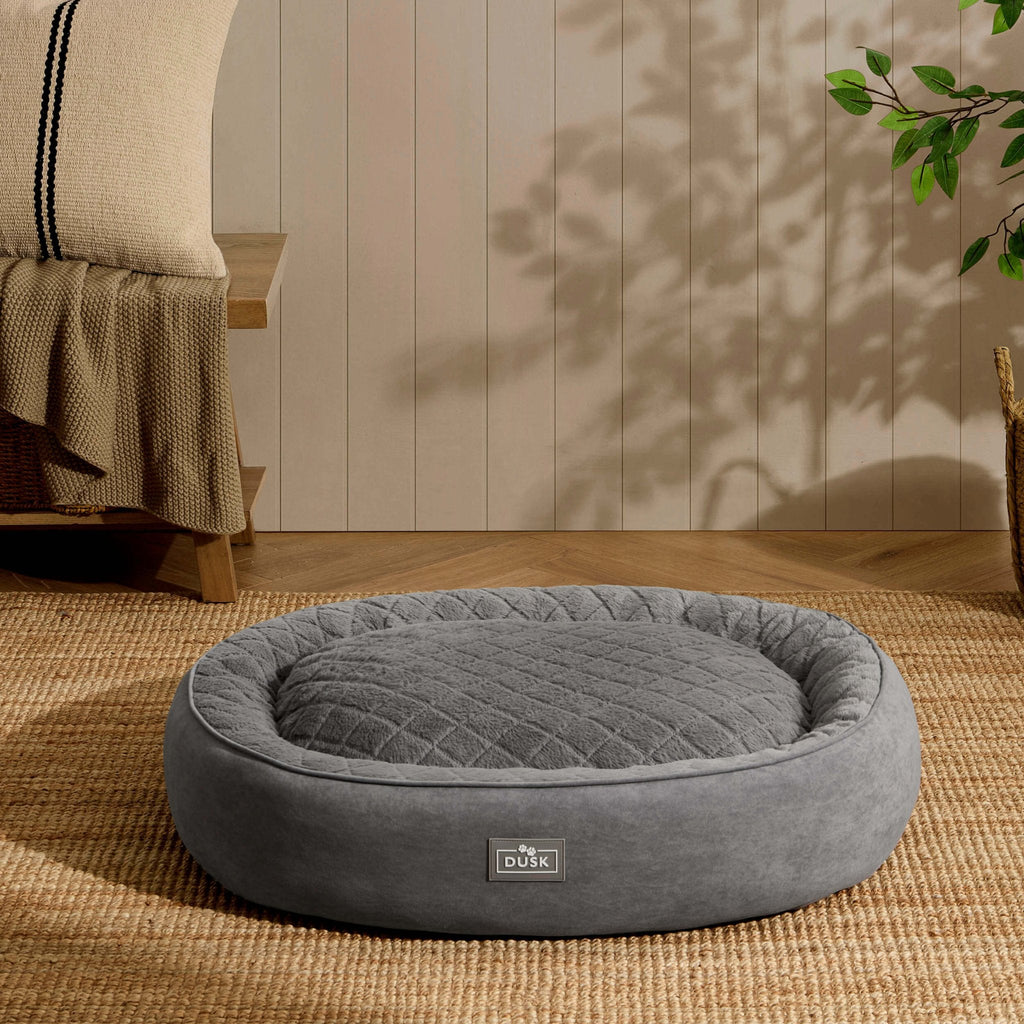 Dusklia - Super Soft Faux Fur Dog Bed - Charcoal