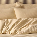Dusklia - Super Soft Jacquard Chenille Duvet Cover & Pillowcase Set - Cream