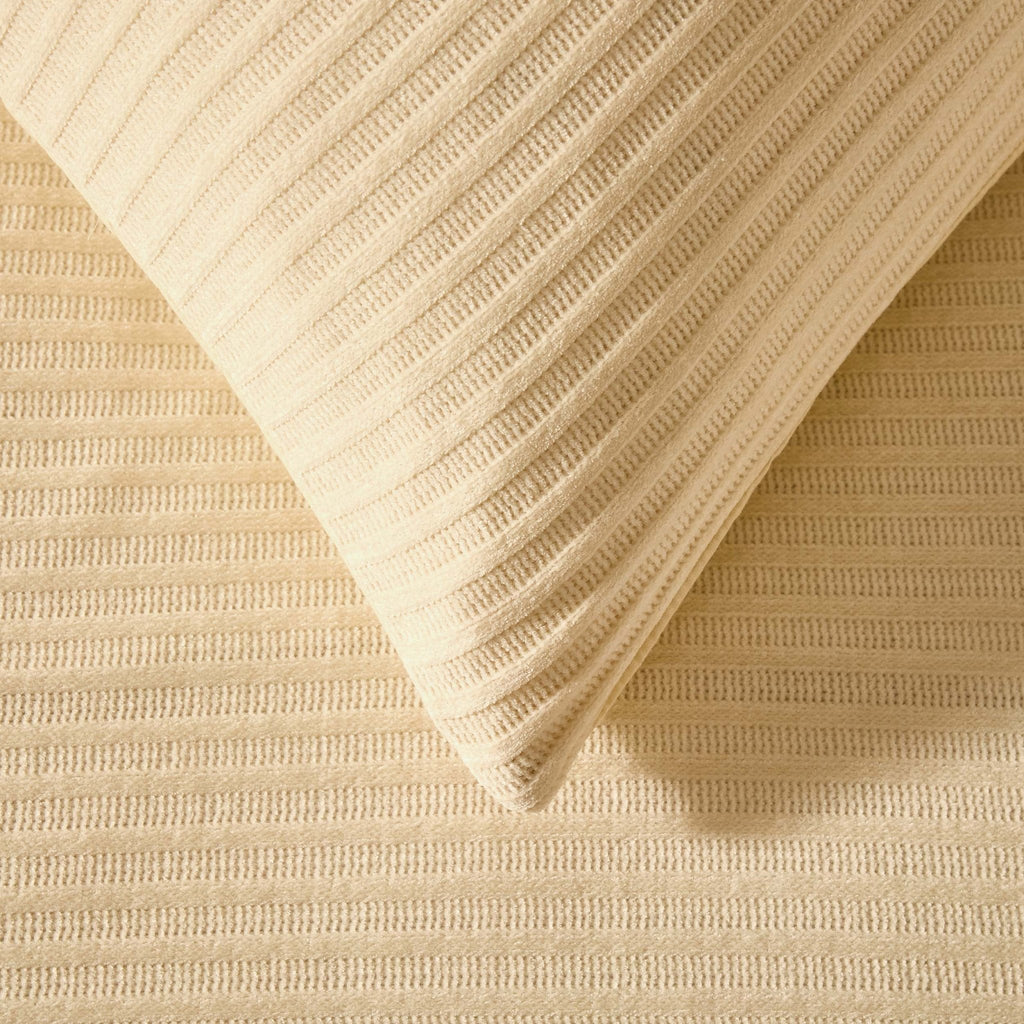Dusklia - Super Soft Jacquard Chenille Duvet Cover & Pillowcase Set - Cream