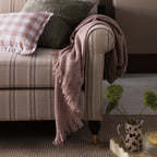 Dusklia - Super Soft Marled Tassel Sofa Throw - Blush Pink