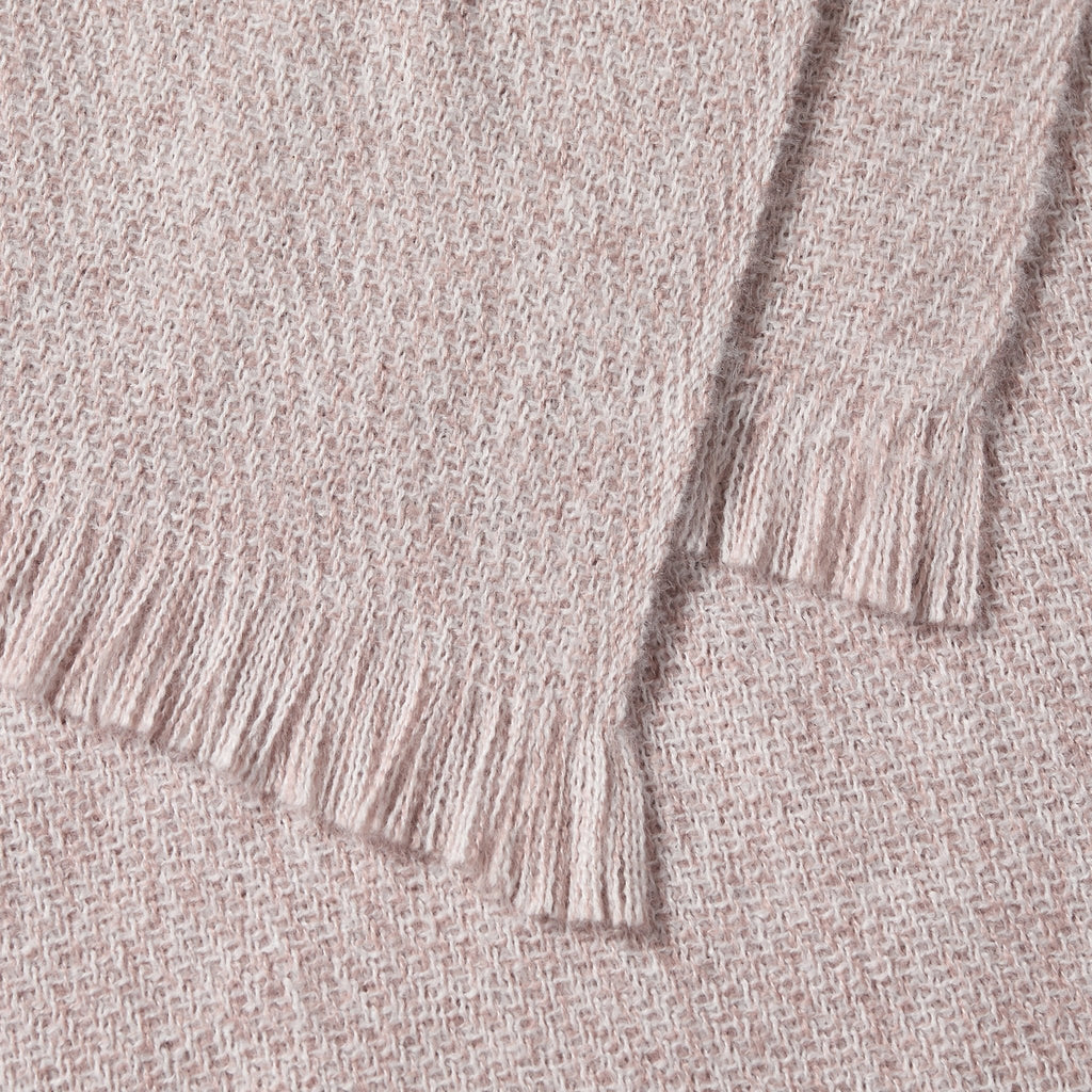 Dusklia - Super Soft Marled Tassel Sofa Throw - Blush Pink