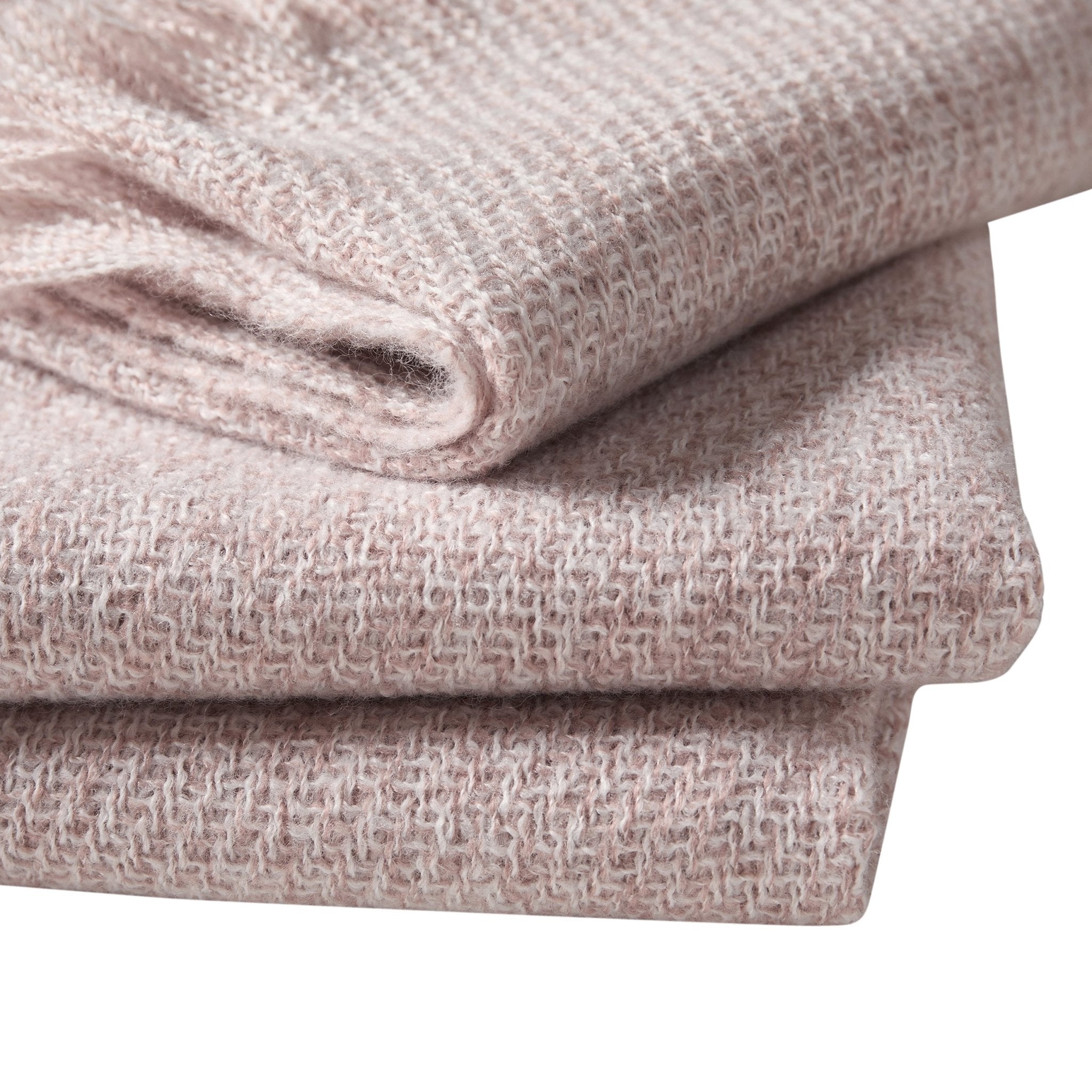 Dusklia - Super Soft Marled Tassel Sofa Throw - Blush Pink