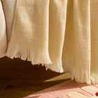 Dusklia - Super Soft Marled Tassel Sofa Throw - Butter Yellow