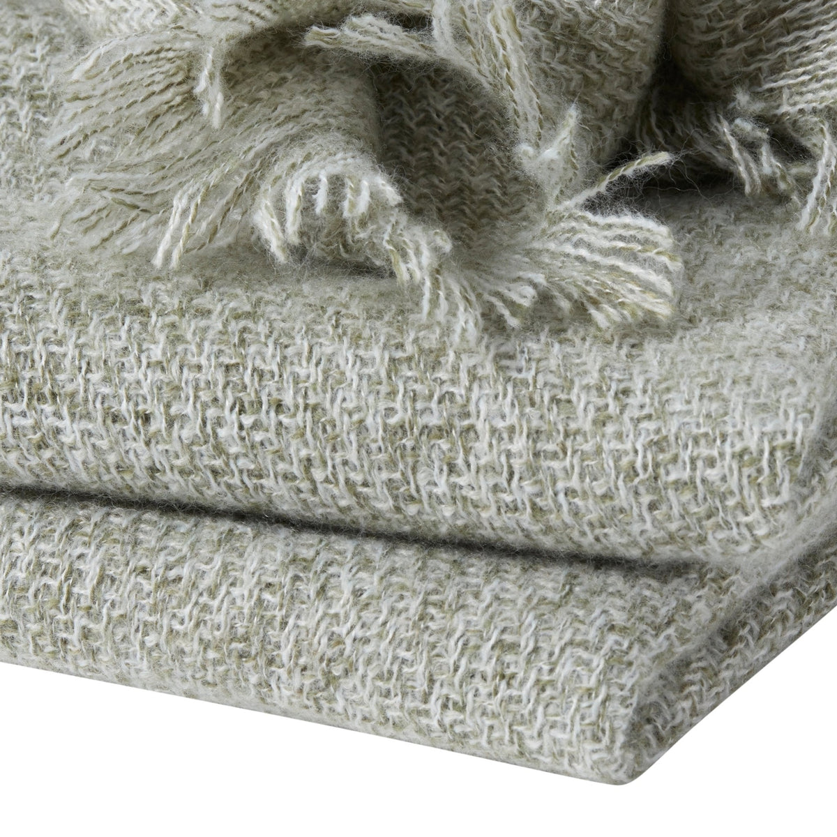 Dusklia - Super Soft Marled Tassel Sofa Throw - Dark Green