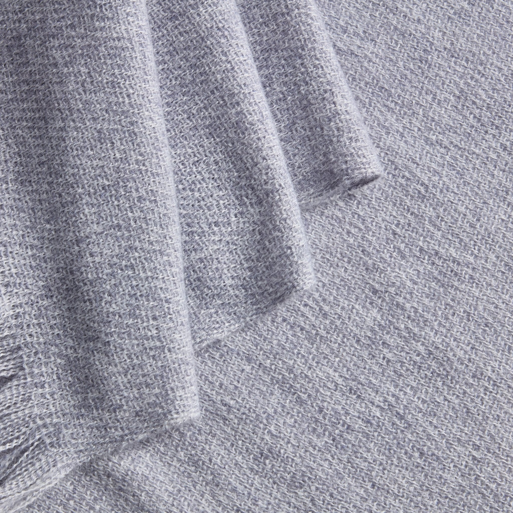 Dusklia - Super Soft Marled Tassel Sofa Throw - Light Blue
