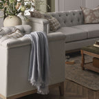 Dusklia - Super Soft Marled Tassel Sofa Throw - Light Blue