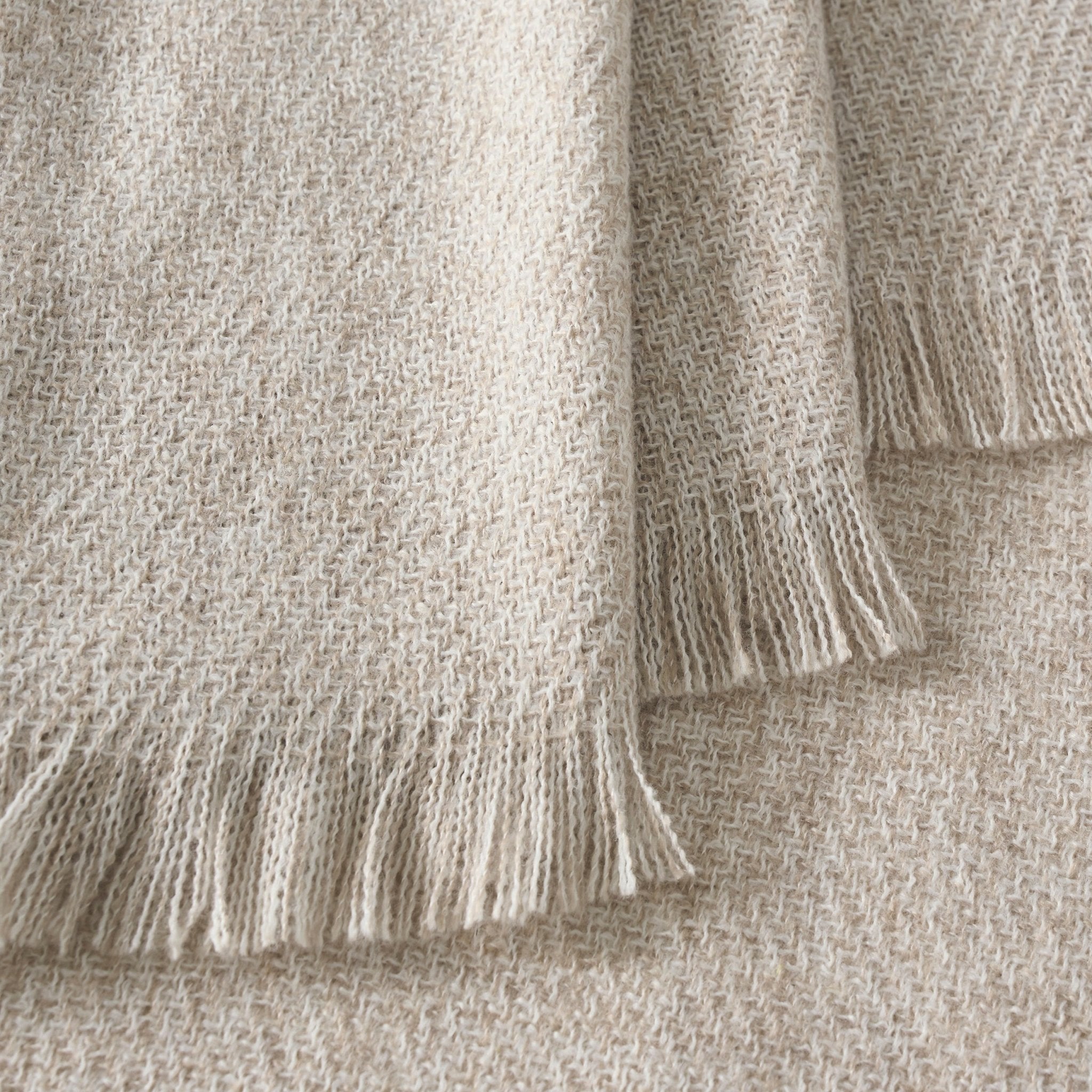Dusklia - Super Soft Marled Tassel Sofa Throw - Natural