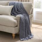 Dusklia - Super Soft Marled Tassel Sofa Throw - Navy