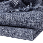 Dusklia - Super Soft Marled Tassel Sofa Throw - Navy