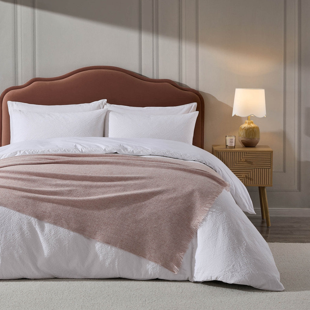 Dusklia - Super Soft Marled Tassel Throw - Blush Pink