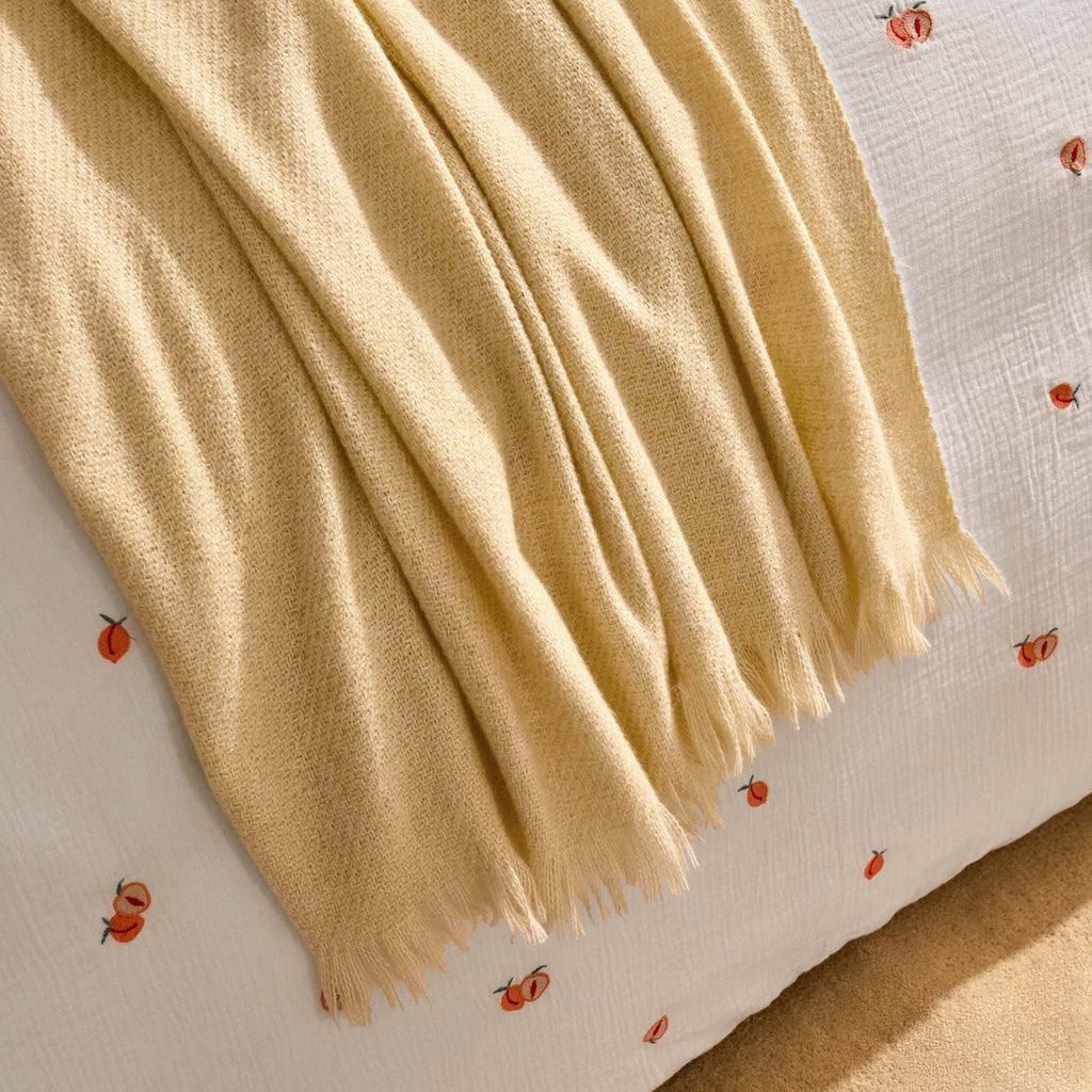Dusklia - Super Soft Marled Tassel Throw - Butter Yellow