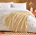 Dusklia - Super Soft Marled Tassel Throw - Butter Yellow