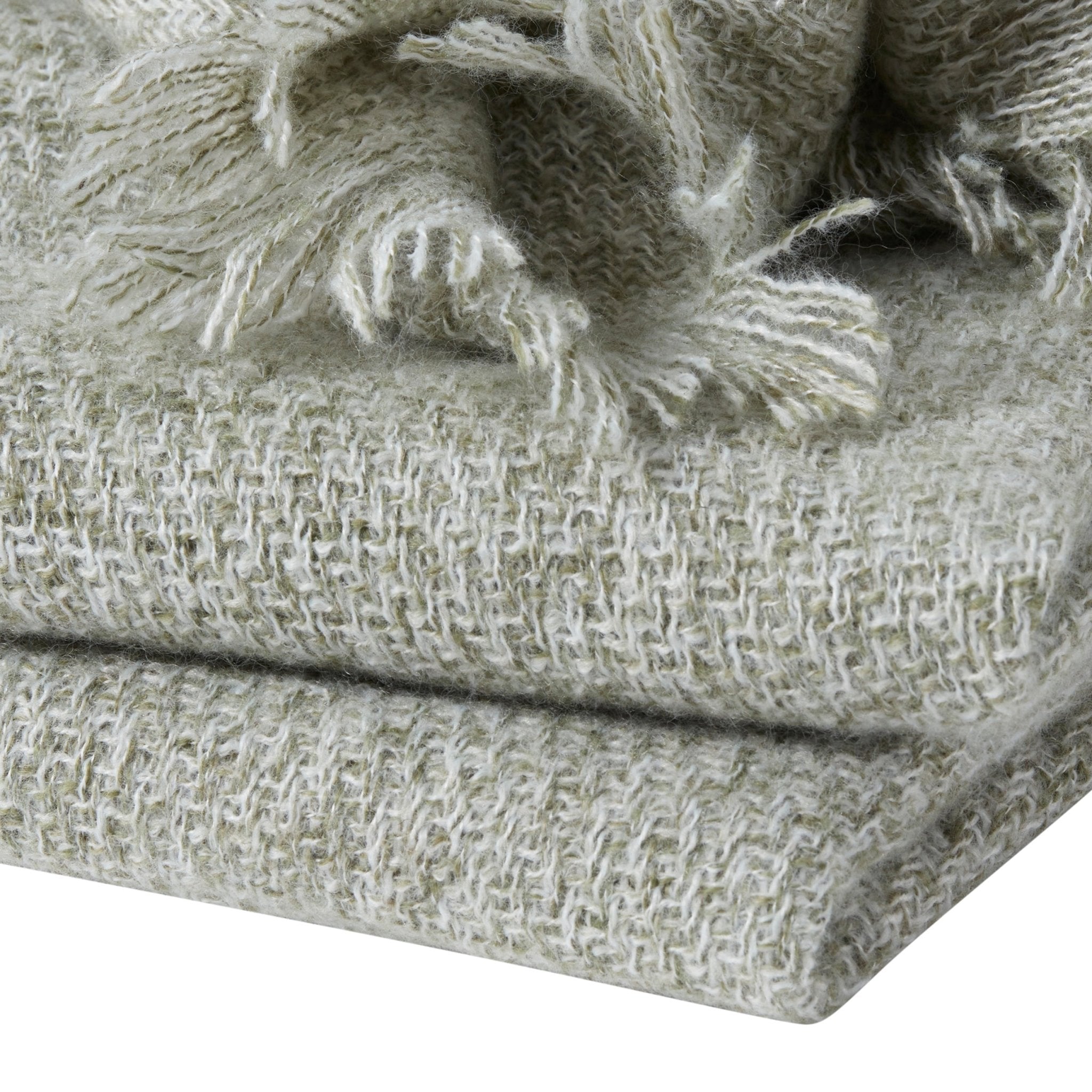 Dusklia - Super Soft Marled Tassel Throw - Dark Green