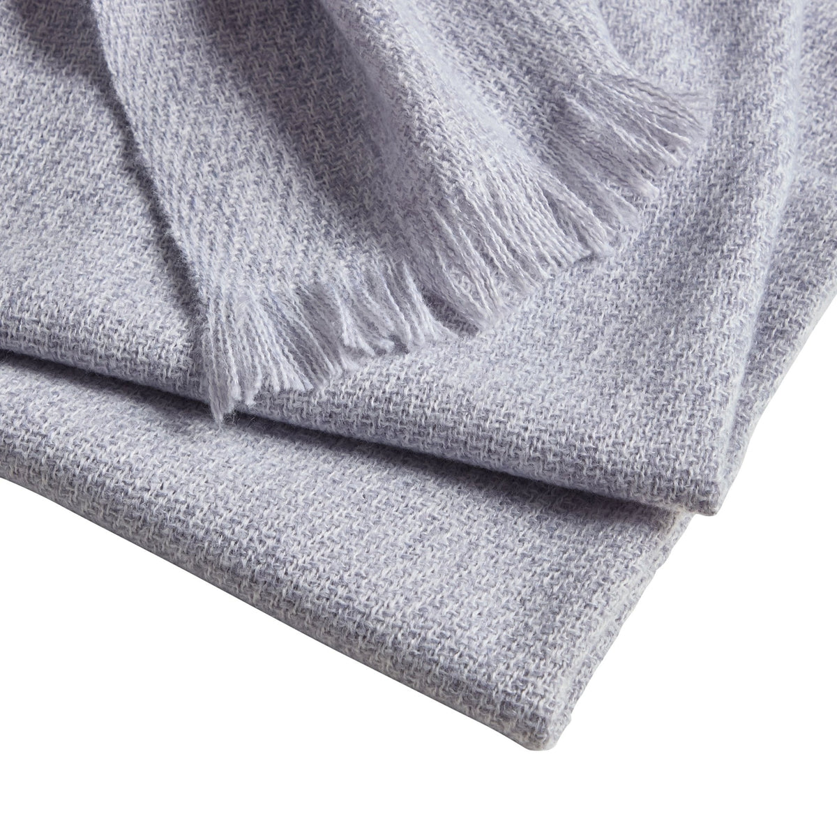 Dusklia - Super Soft Marled Tassel Throw - Light Blue