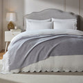 Dusklia - Super Soft Marled Tassel Throw - Light Blue