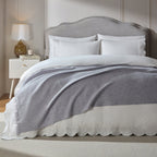 Dusklia - Super Soft Marled Tassel Throw - Light Blue