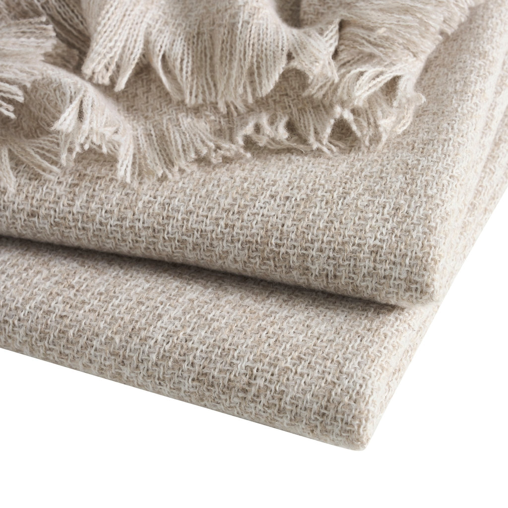 Dusklia - Super Soft Marled Tassel Throw - Natural