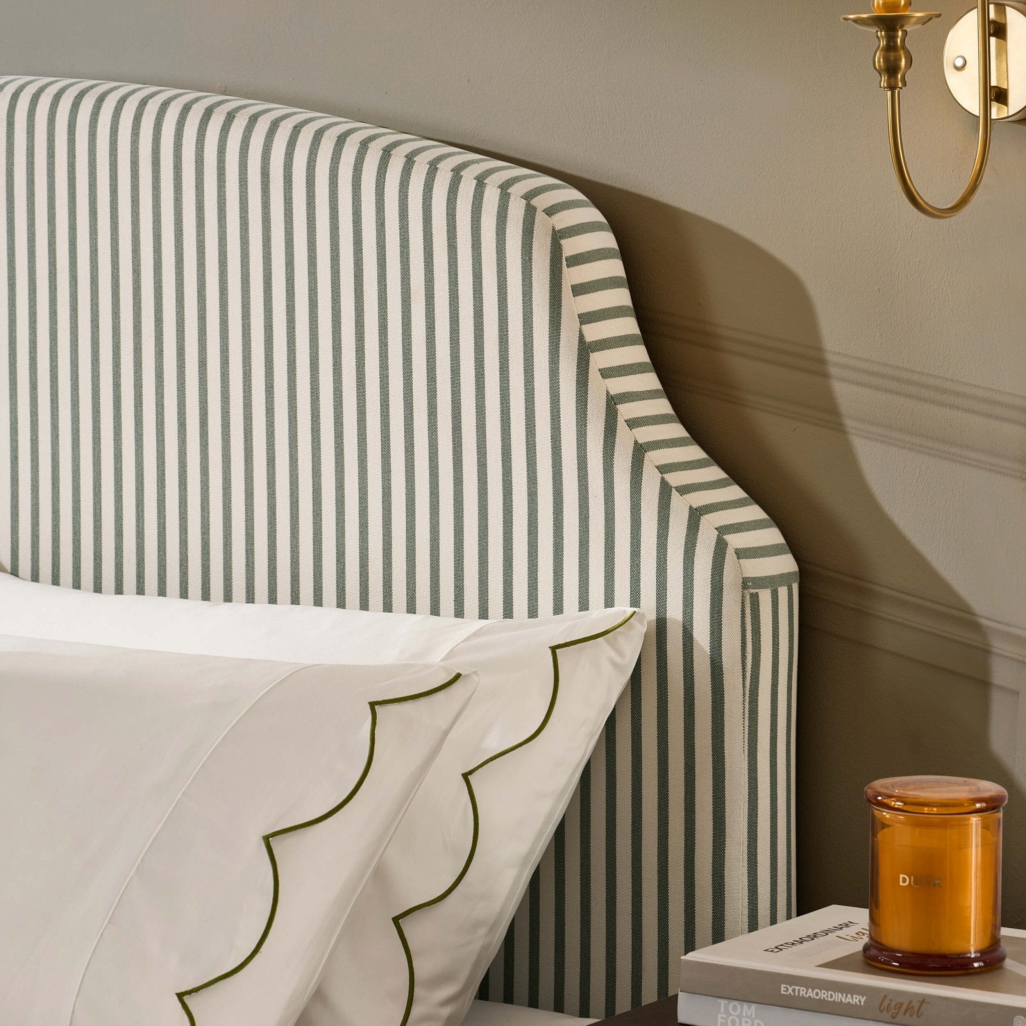 Dusklia - Surrey Bed Frame - Sage Stripe