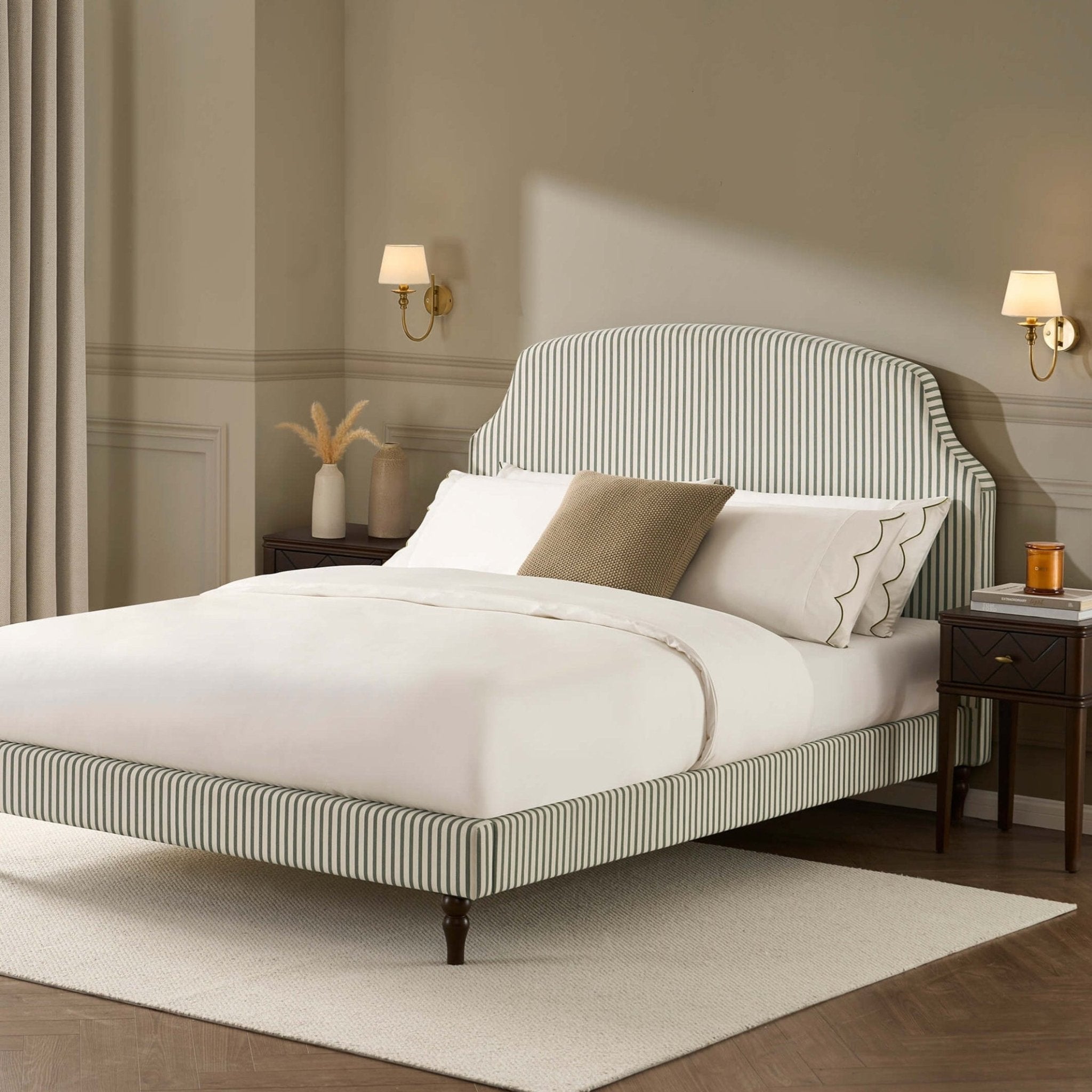 Dusklia - Surrey Bed Frame - Sage Stripe