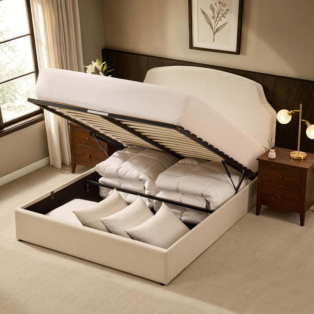 Dusklia - Surrey Ottoman Storage Bed - Beige