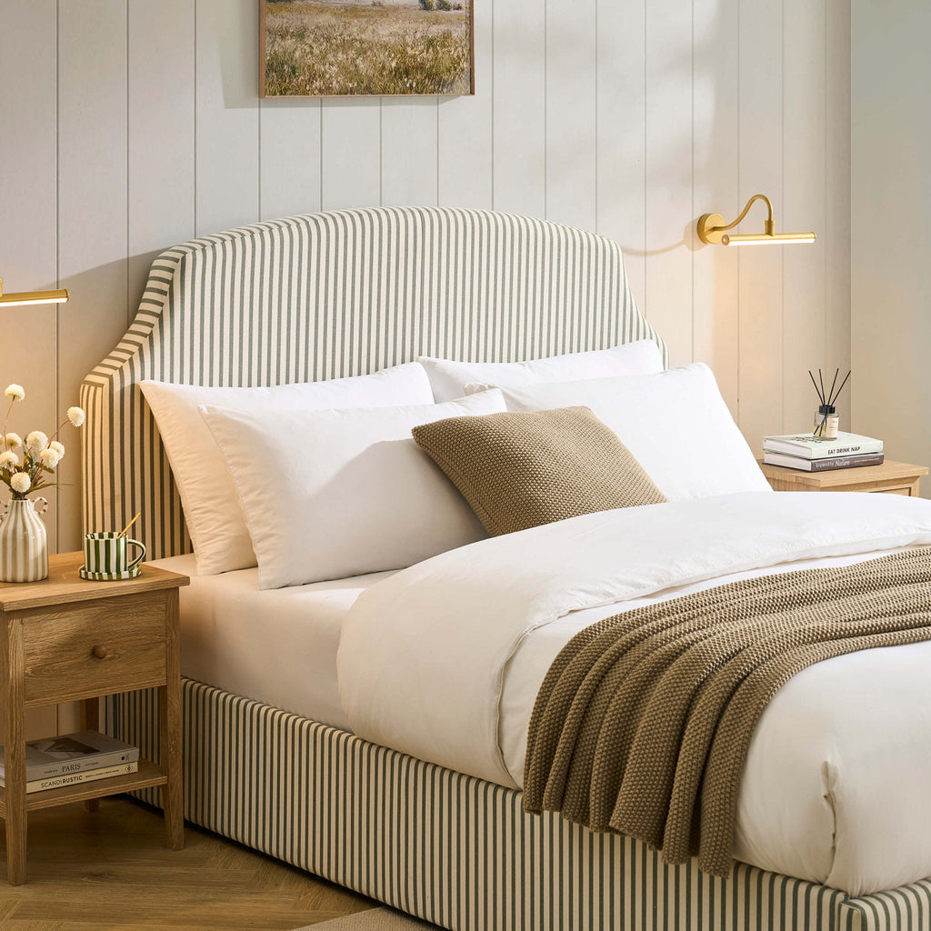 Dusklia - Surrey Ottoman Storage Bed - Sage Stripe
